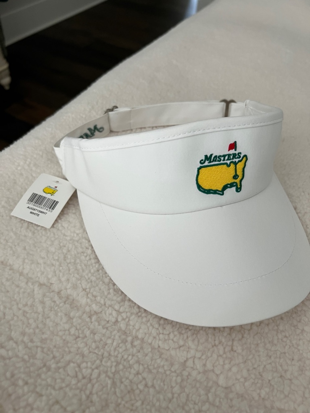 Masters White Visor with Yellow & Green Emblem and Red Flag